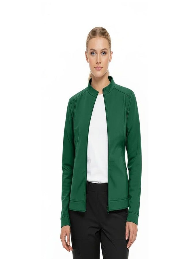 Natural Uniforms Women's Ultra Soft Stretch Zip Up Scrub Jacket (Hunter Green, X-Large) - Image 4